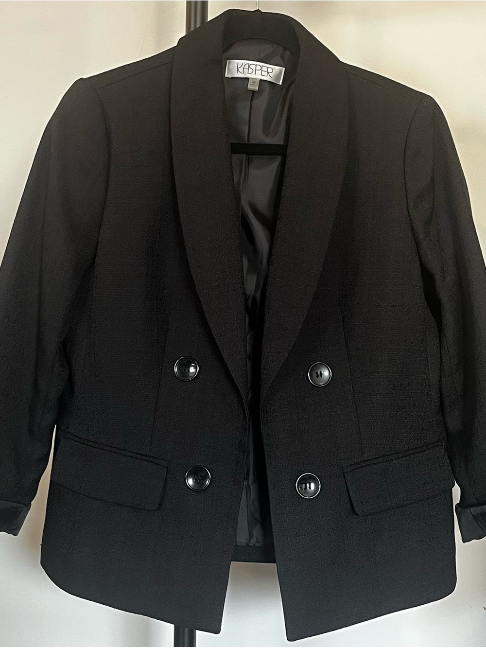 Kasper Black Double-Breasted Shawl Lapel Blazer Size 6P
